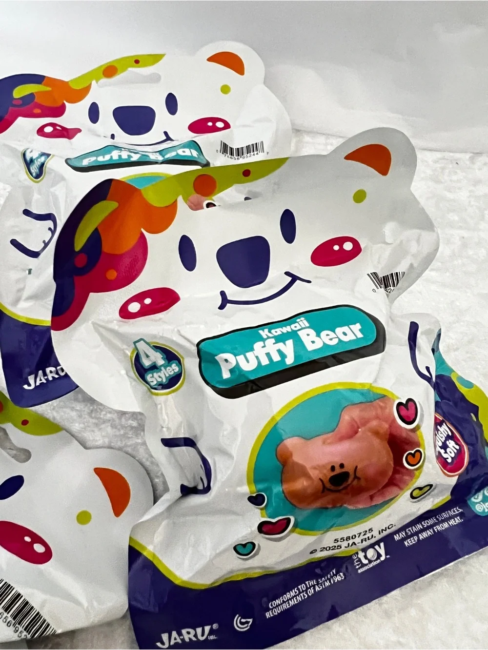 Lot of 4 Kawaii Squishy Soft Puffy Bear Party Favor Kids Toy Age 3+